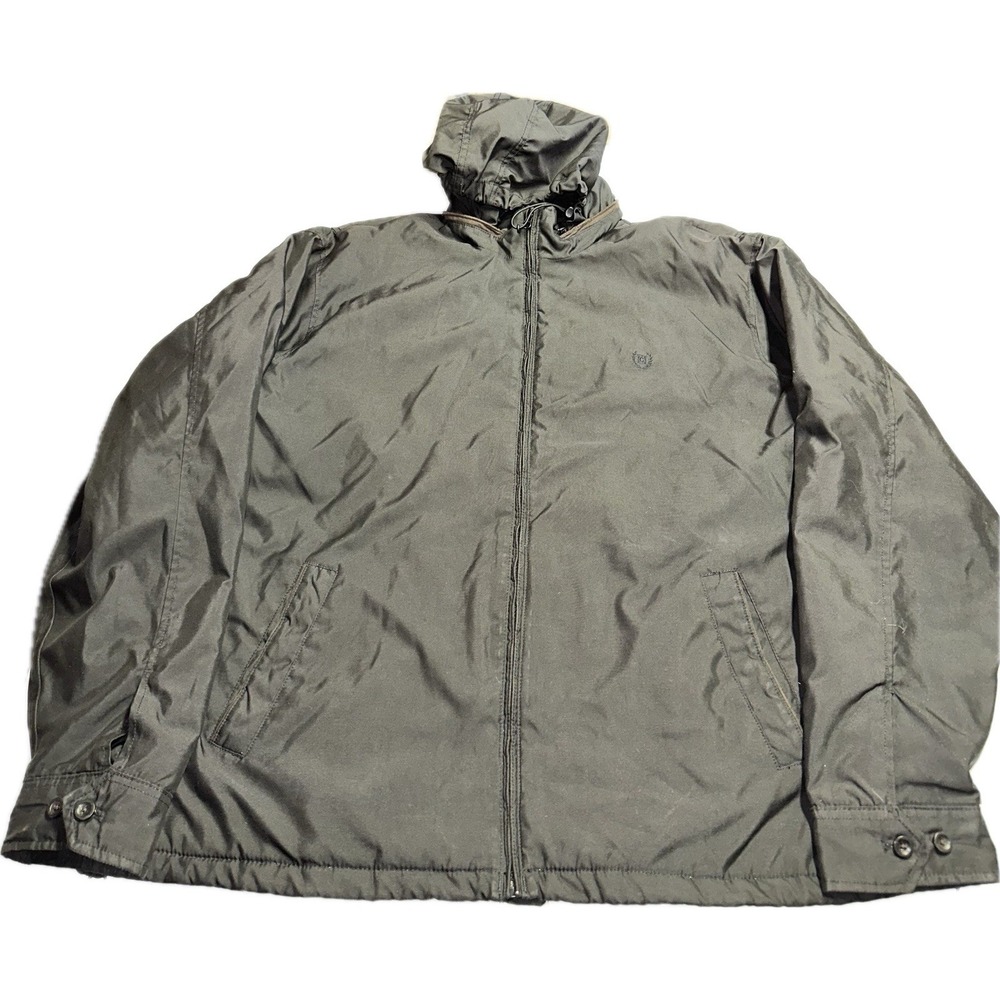 Chaps Hooded Full Zip‎ Jacket Coat Men's Size 2XL Black Polyester Soft Shell